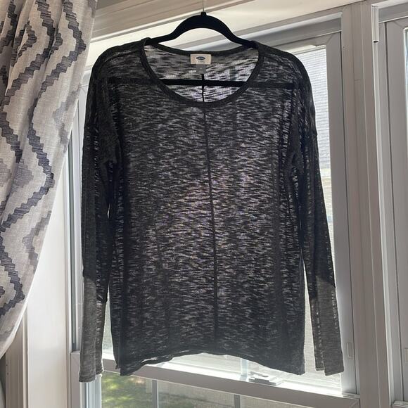 Old Navy Medium Sweater Gray Two Toned, Long Sleeve Sheer Dark Gray Light Gray - Picture 3 of 8